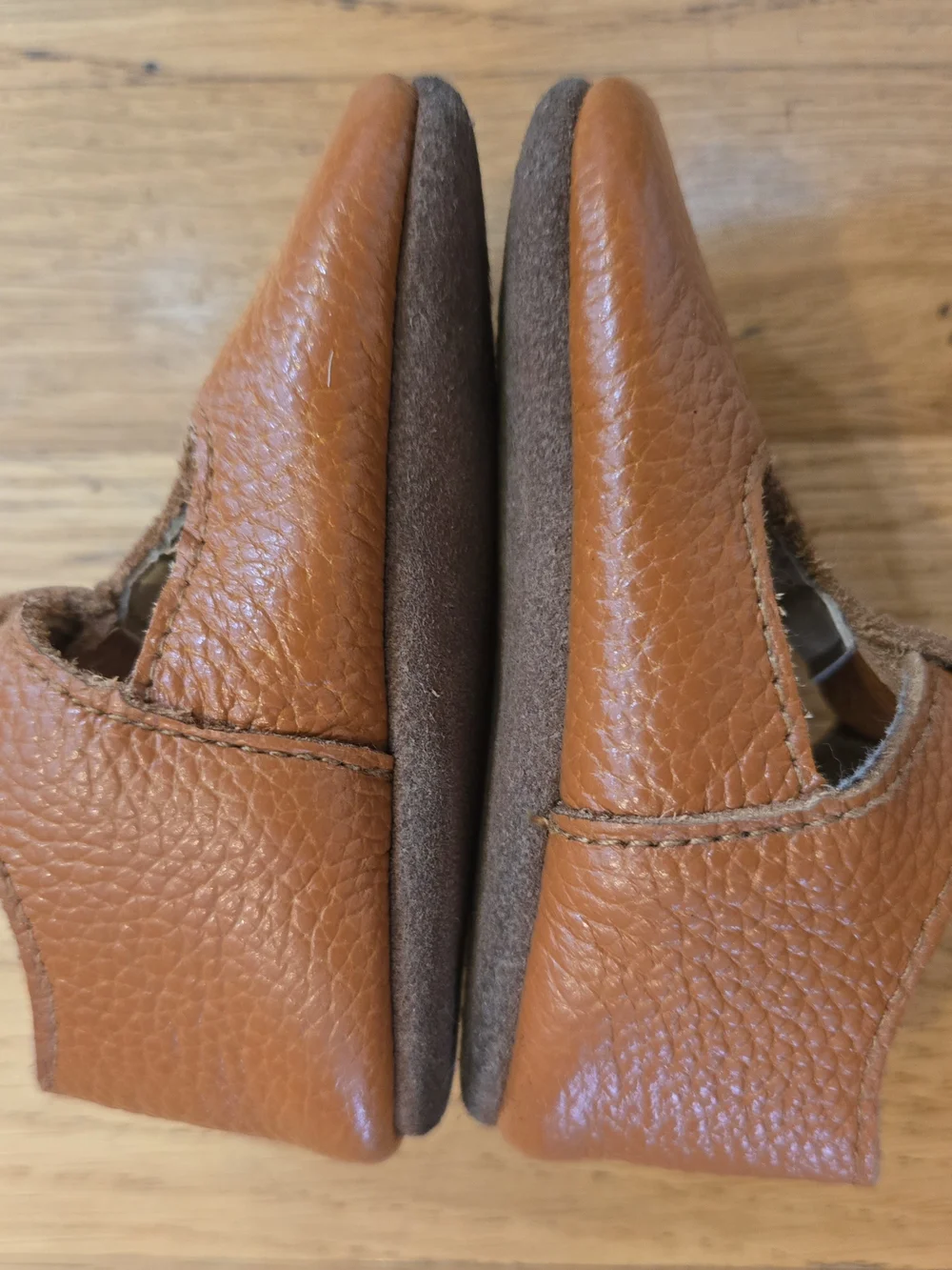 Baby T-Strap Walker Shoes in Tan Leather